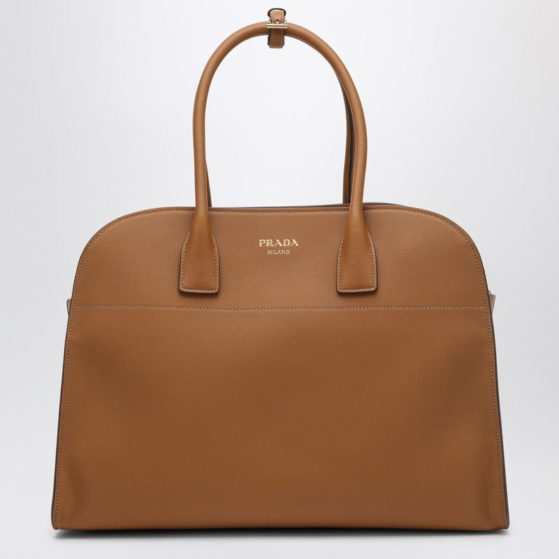 Prada Large caramel-coloured leather shopping bag with buckles 1BG508OOO2CYSP_PRADA-F03BH