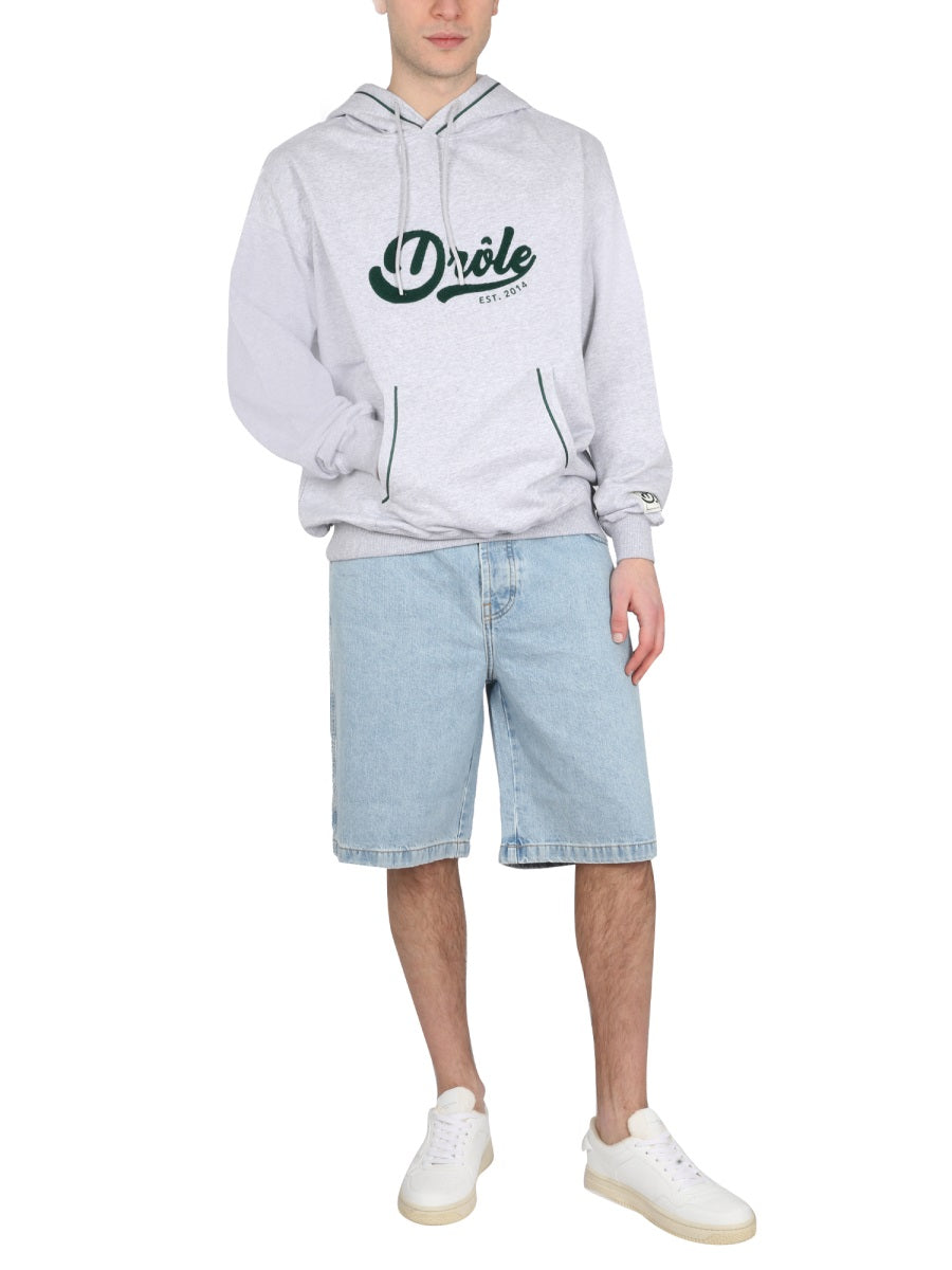 Drôle De Monsieur HOODED SWEATSHIRT WITH LOGO HO124CO001LIGHTGREY