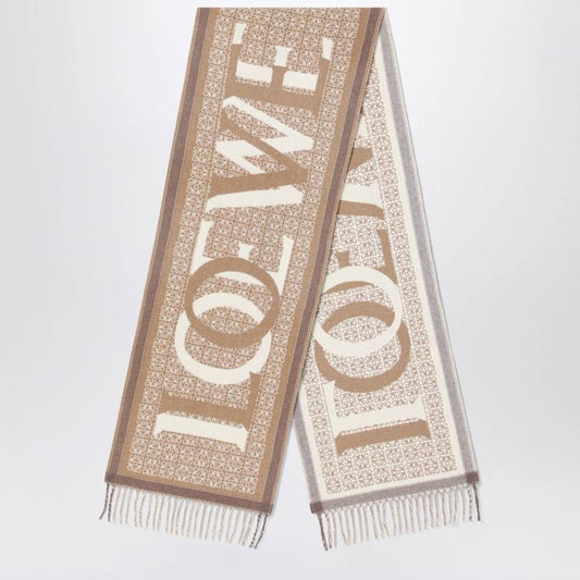 LOEWE Love LOEWE white and beige scarf F606257X51WOQ_LOEW-2112