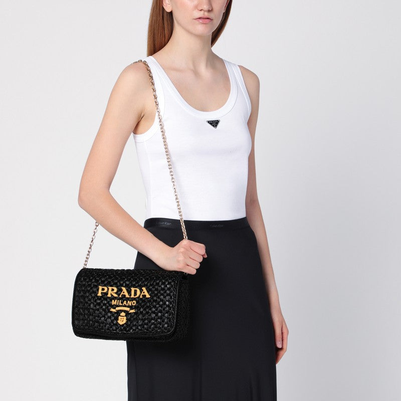 Prada Black crochet shoulder bag with logo 1BF134COB2M2TO_PRADA-F0ES7