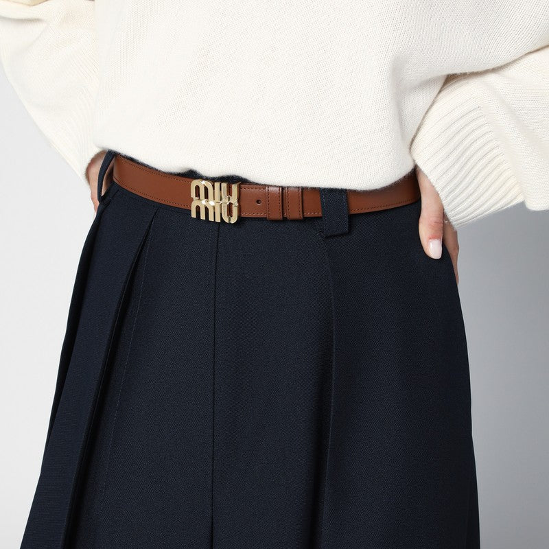 MIU MIU Tobacco leather belt with logo 5CC5652AIXP_MIU-F0005