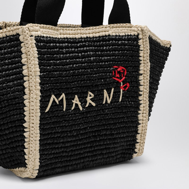 Marni Sillo small shopping bag in black raffia-effect macramé SHMP0121L0P6769P_MARNI-ZO762