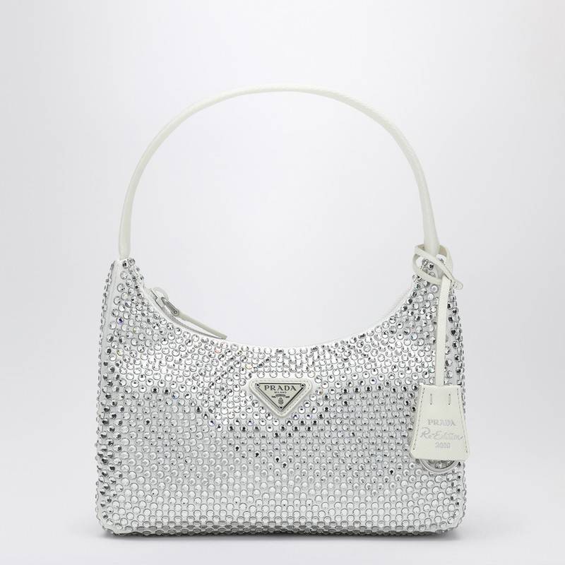 Prada White Re-Edition handbag with crystals 1BC515OOO2AWLQ_PRADA-F0009