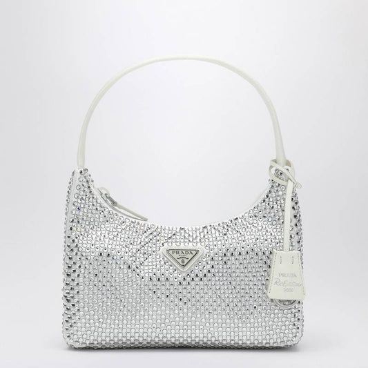 Prada White Re-Edition handbag with crystals 1BC515OOO2AWLQ_PRADA-F0009