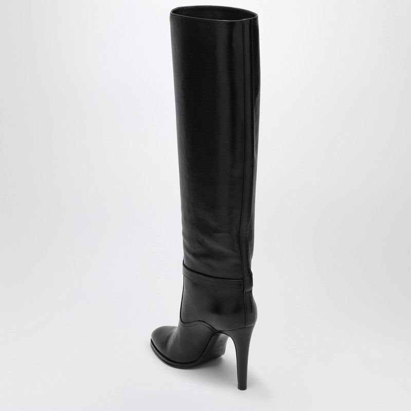 Saint Laurent Black Diane boot in grained leather 74379725V00P_YSL-1000