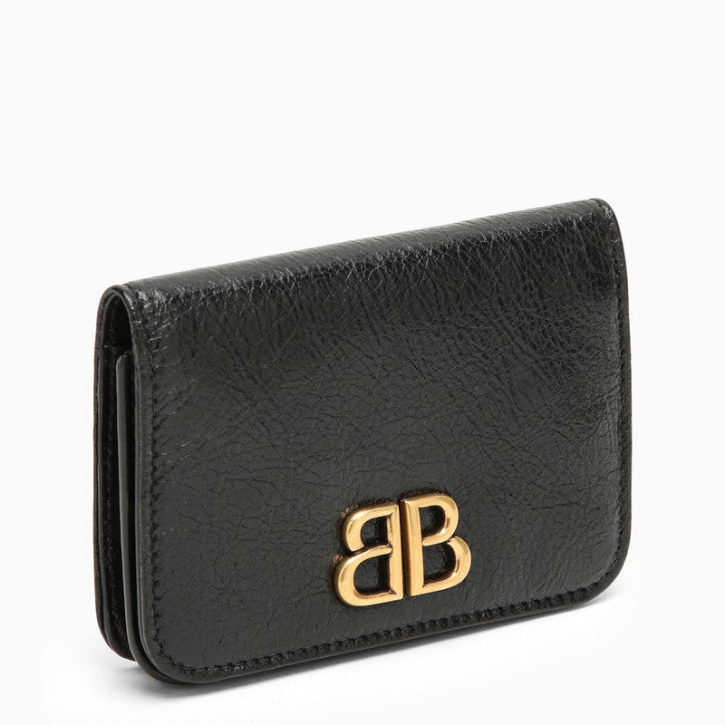 Balenciaga Monaco black leather card case with logo 7656312AAXBO_BALEN-1000