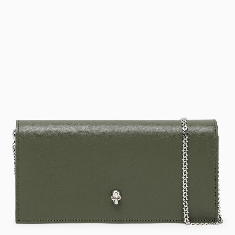 Alexander McQUEEN Khaki chain wallet in leather 6320311AAPEO_ALEXQ-2527