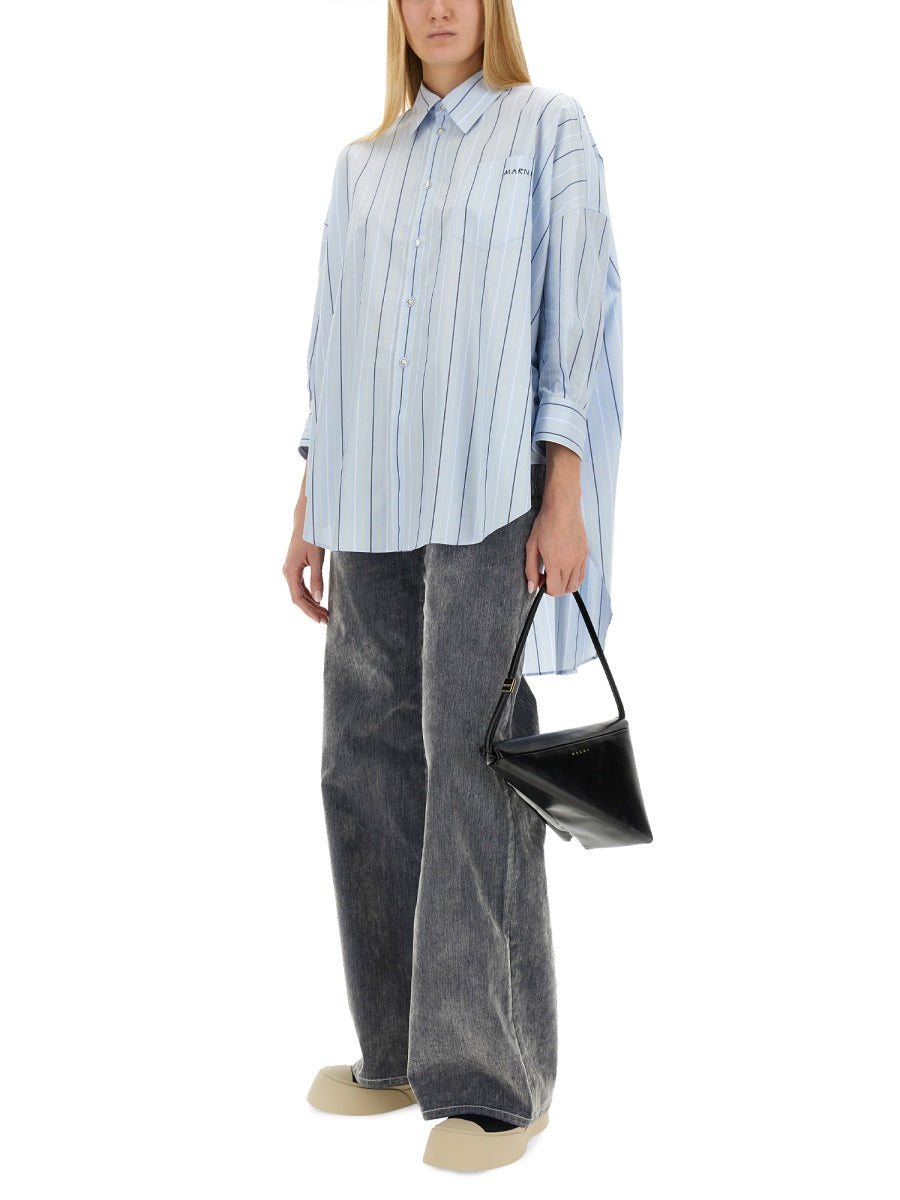 Marni ASYMMETRICAL STRIPED SHIRT CAMA0567S0UTC313STB24