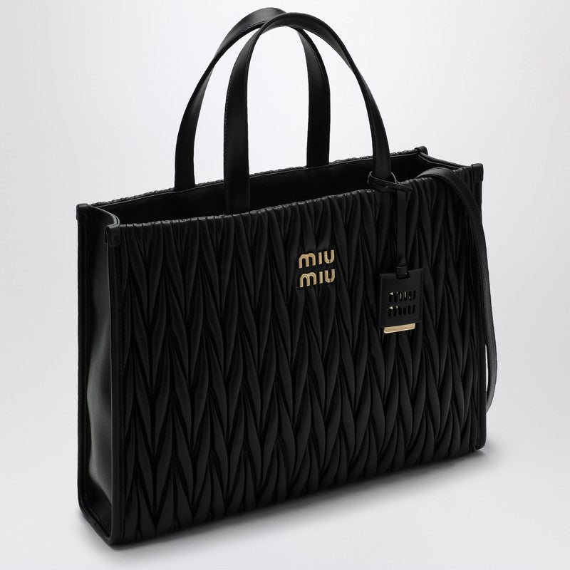 MIU MIU Black quilted nappa leather shopping bag 5BG255OOON88N_MIU-F0002