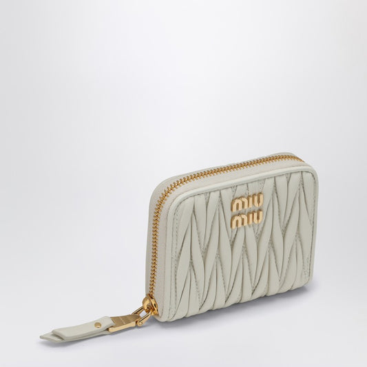 MIU MIU White matelassé leather zip around wallet 5MM2682FPPN_MIU-F0009