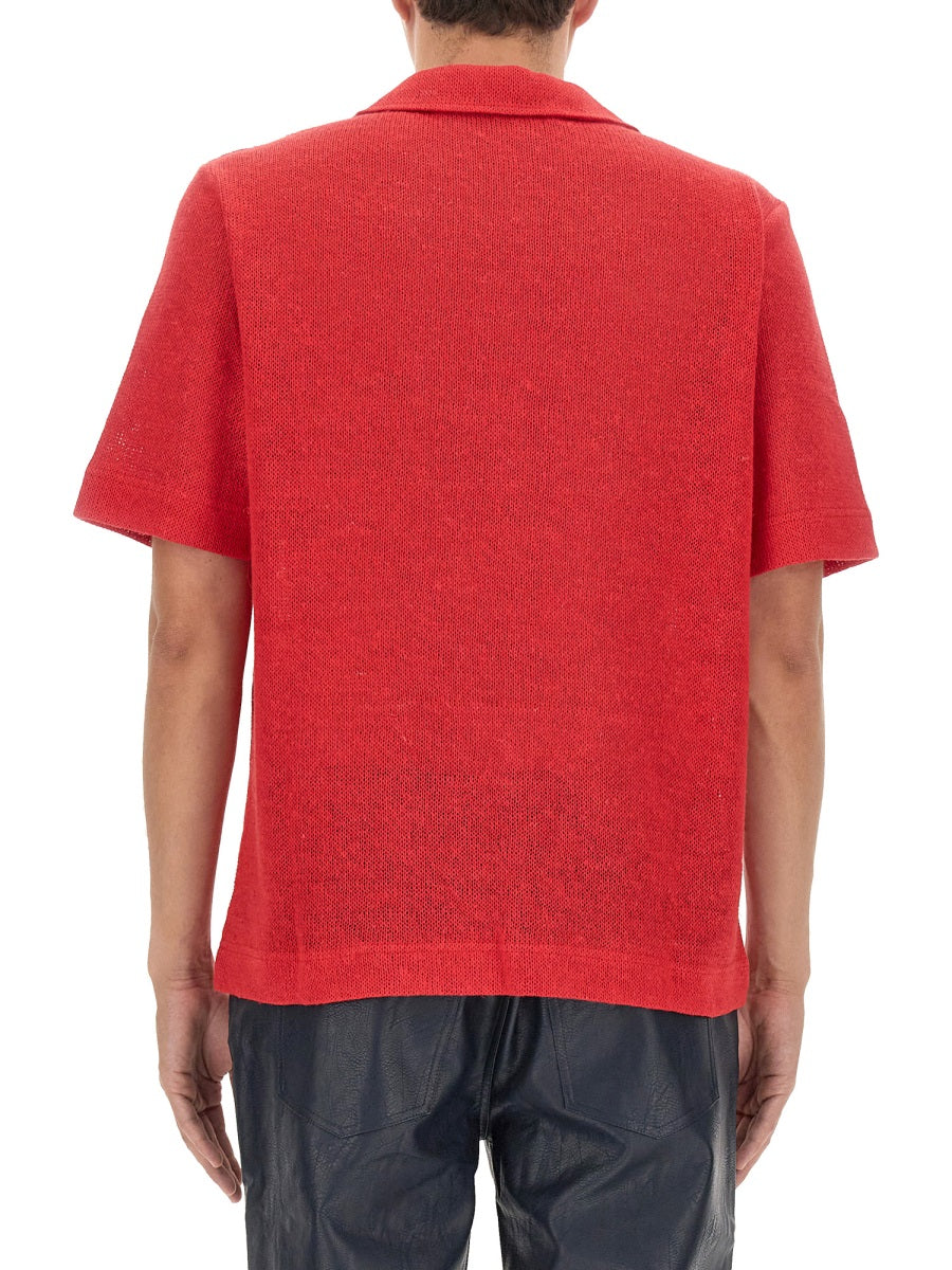 Séfr V-NECK T-SHIRT PREFW23MATEREDREDLINEN