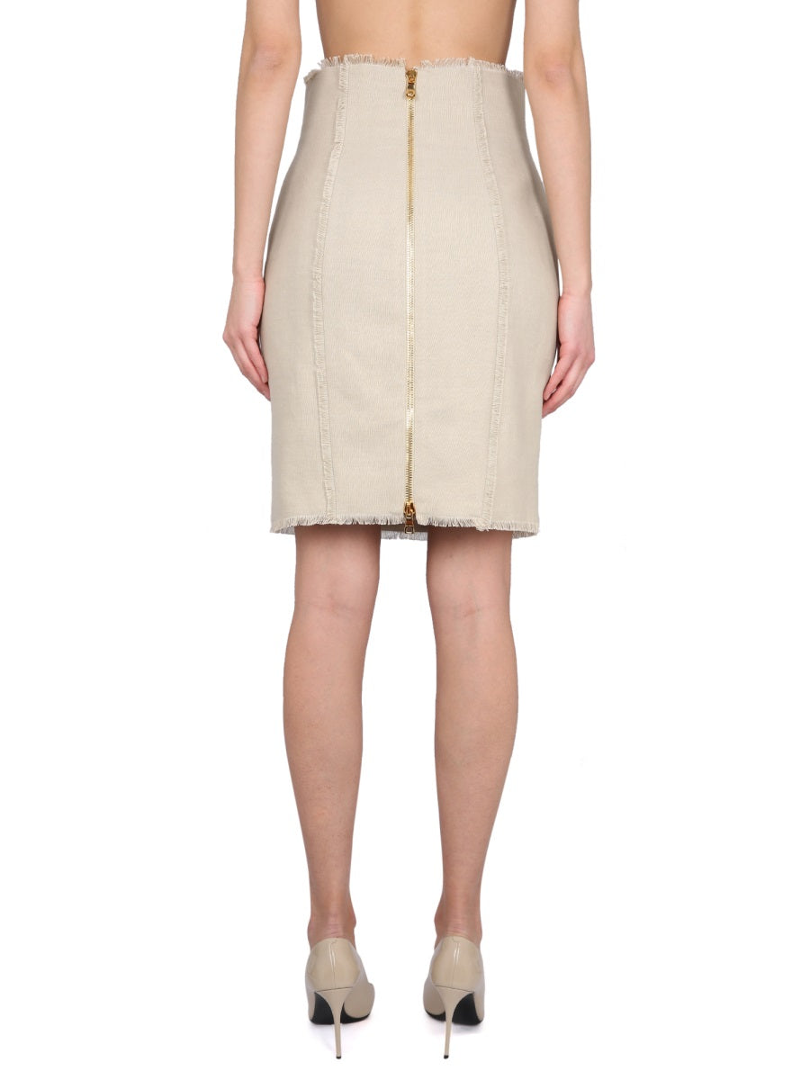 Balmain LINEN MIDI SKIRT AF0LB845HB120AS