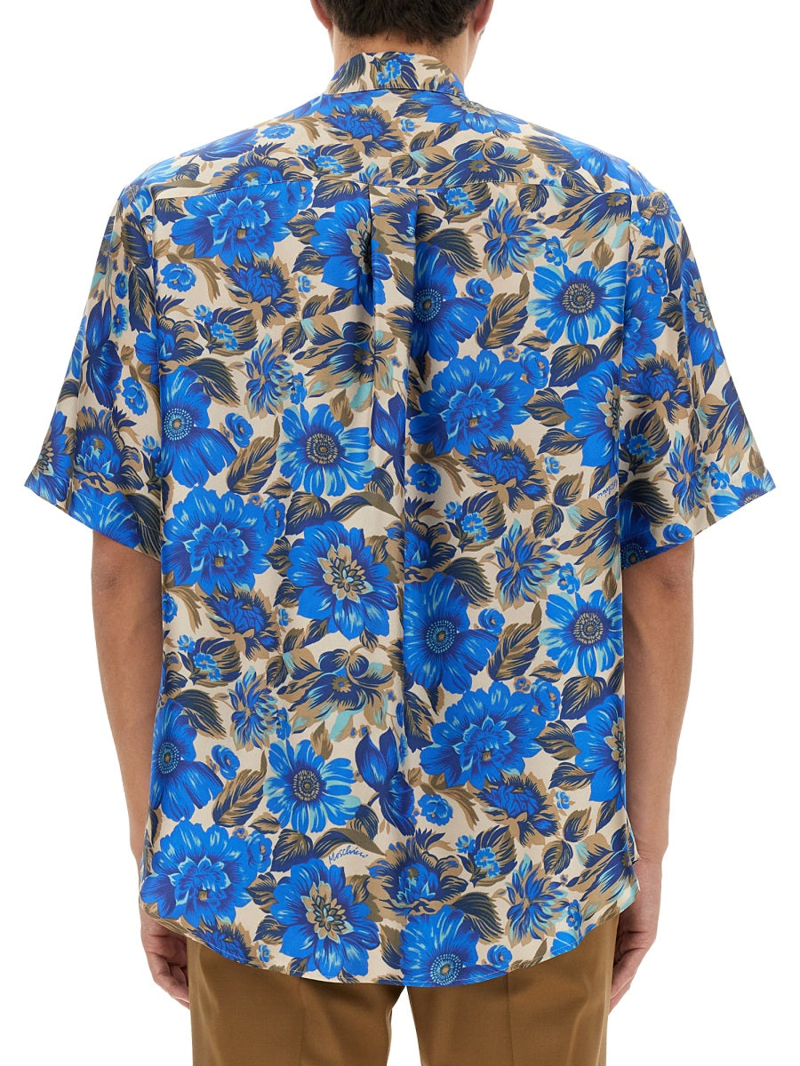 MOSCHINO BLUE FLOWERS ALLOVER PRINT SHIRT 021320571365