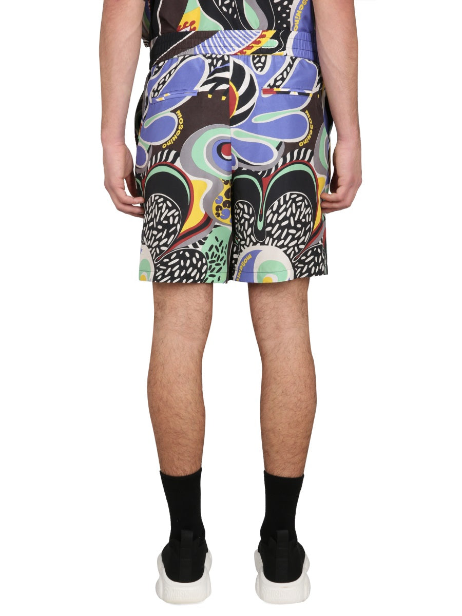 MOSCHINO PSYCHEDELIC PRINT BERMUDA SHORTS 031120561555