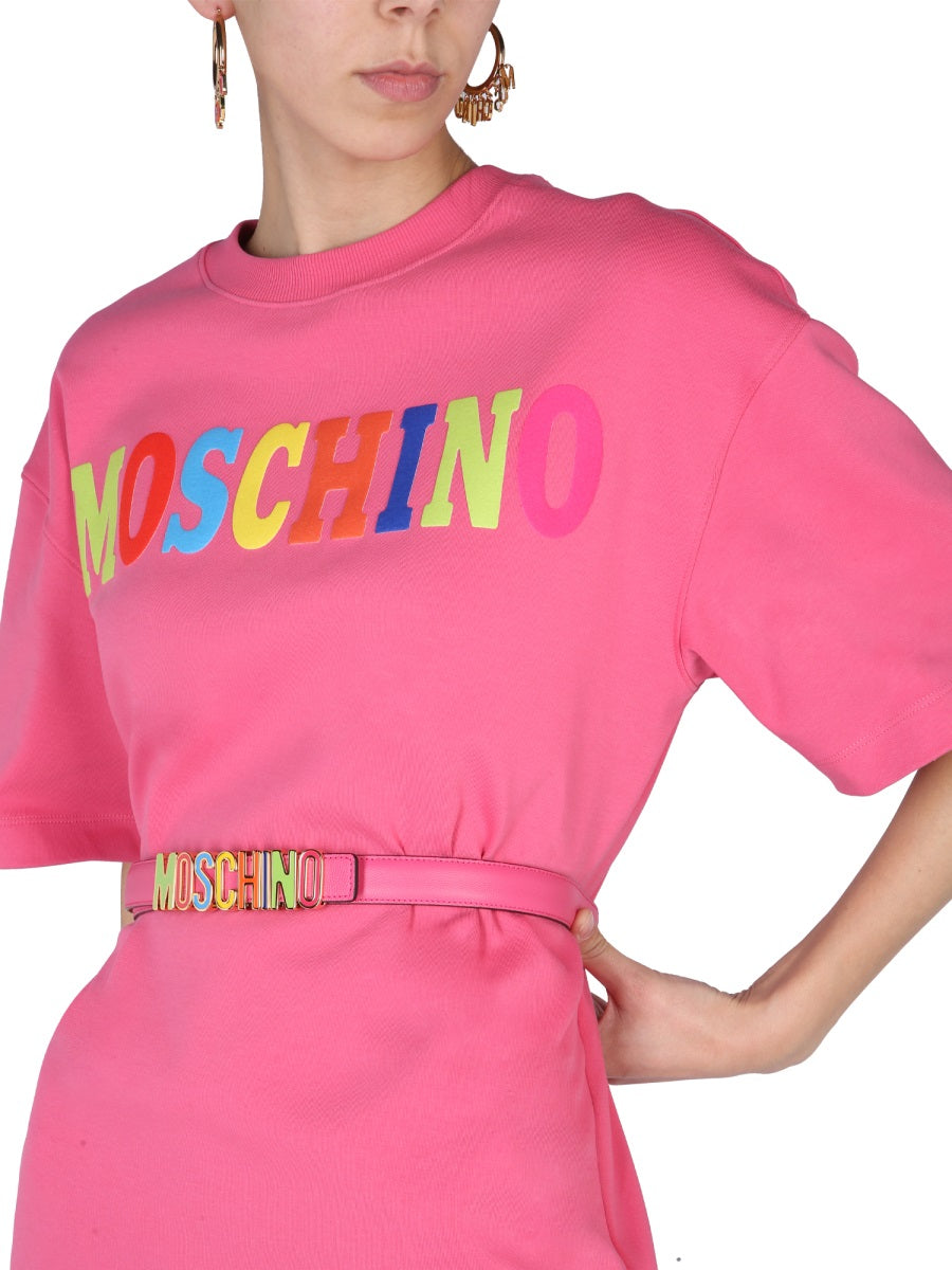 MOSCHINO FLOCKED LOGO DRESS 042305262206