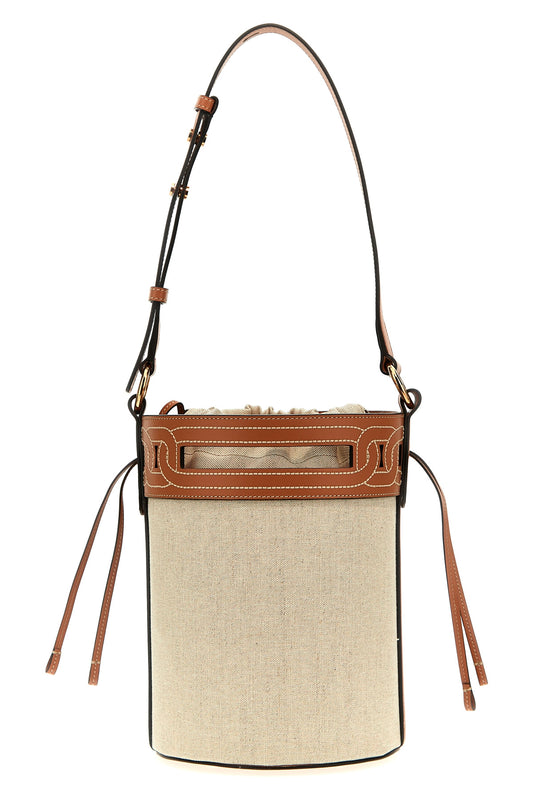 Tod's LEATHER CANVAS BUCKET BAG XBWKTEKT200T3902PU