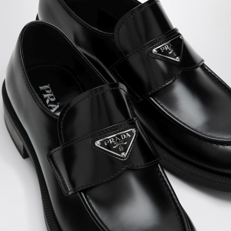 Prada Black leather loafer with logo 2DE145G000055P_PRADA-F0002