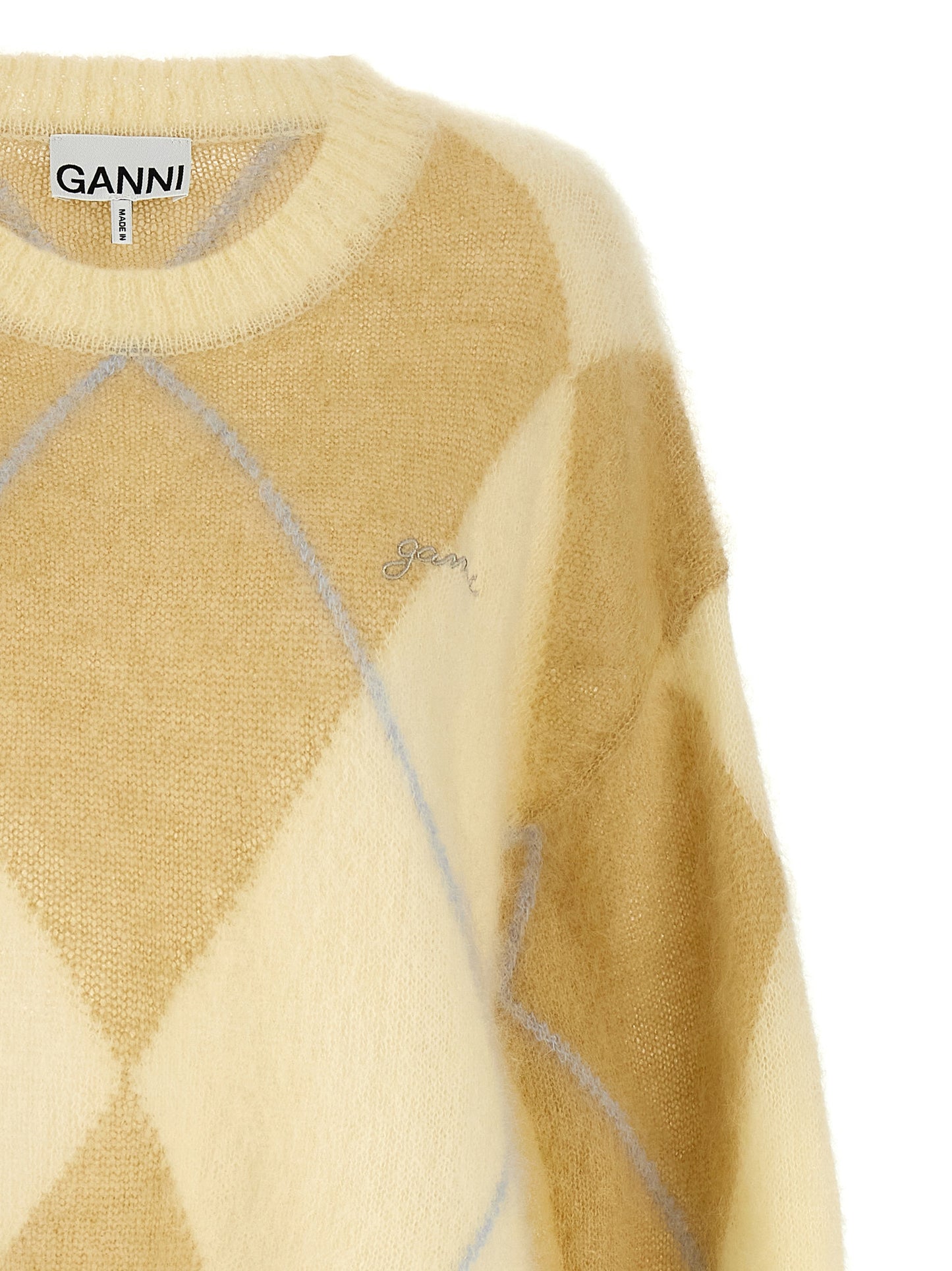 GANNI LOGO EMBROIDERY DIAMOND SWEATER K2246999