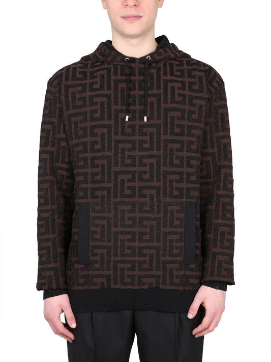 Balmain SWEATSHIRT WITH MAXI MONOGRAM AH0JR070KE24WBY