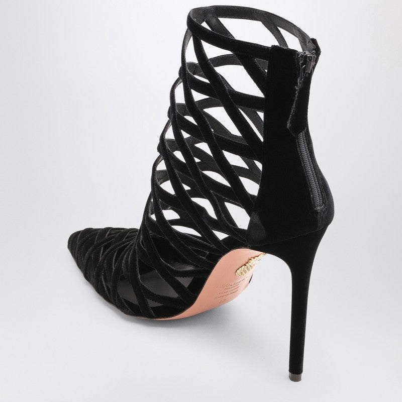 AQUAZZURA Black perforated décolleté with zip RMNHIGB0VELP_AQUA-000