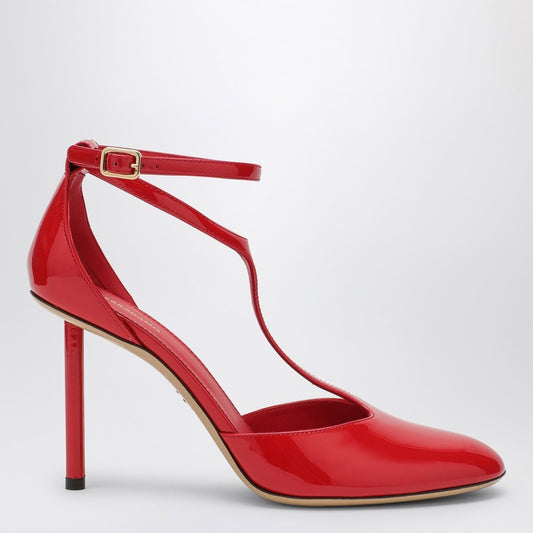 FERRAGAMO Red Pump T-strap in patent leather 07772101CLEP_FERRA-FR