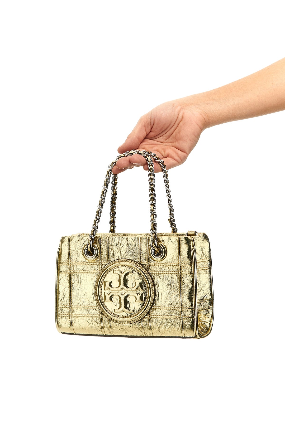 TORY BURCH 'FLEMING SOFT METALLIC QUILT MINI' HANDBAG 152480700