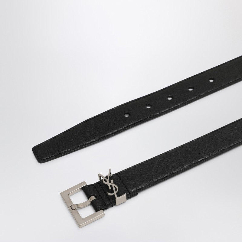 Saint Laurent Cassandre black leather belt 634440BRM0EP_YSL-1000