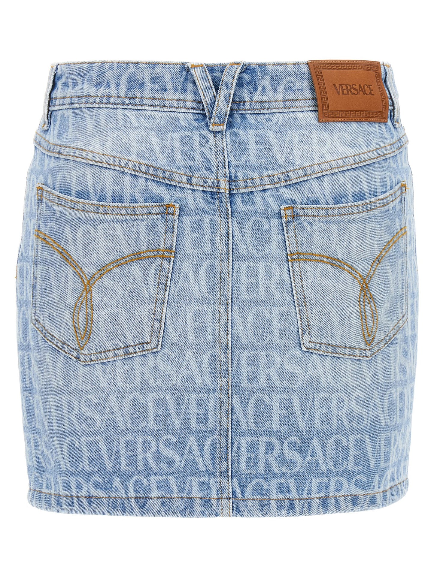 VERSACE ALLOVER DENIM MINI SKIRT 10115171A062371D190