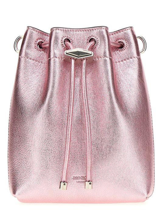 JIMMY CHOO 'BON BON' BUCKET BAG BONBONBCKTNSMNMNAROSEANTIQUESILVER