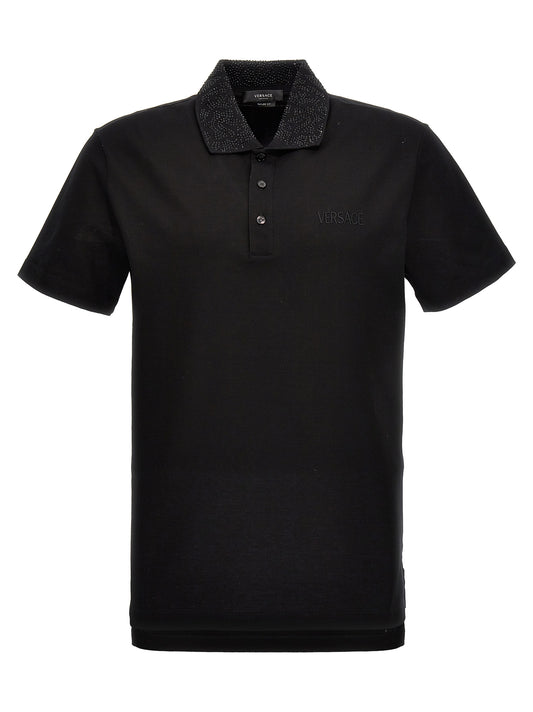 VERSACE LOGO SEQUIN POLO SHIRT 10106121A076481B000