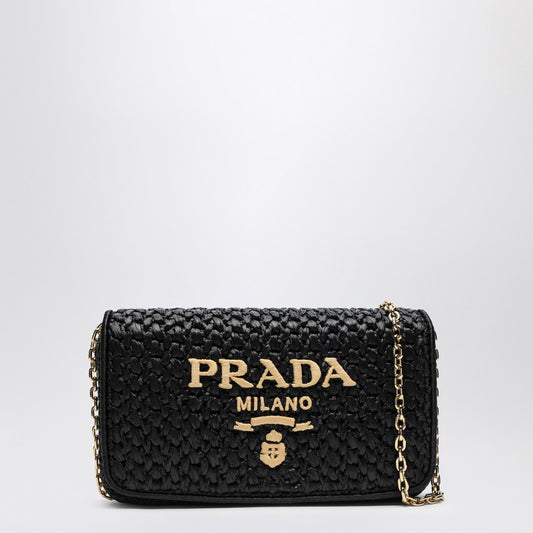 Prada Black crochet shoulder bag with logo 1BF134COB2M2TO_PRADA-F0ES7