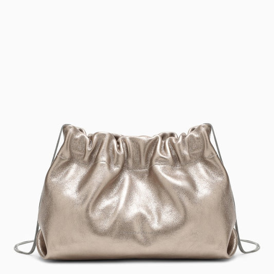Brunello Cucinelli Soft pearl-coloured leather bag MBLND2570LEO_CUCIN-C9104