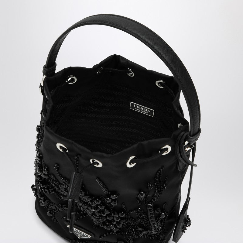 Prada Black Re-Nylon mini bag with embroidery 1BE067WRM2C4QP_PRADA-F0002