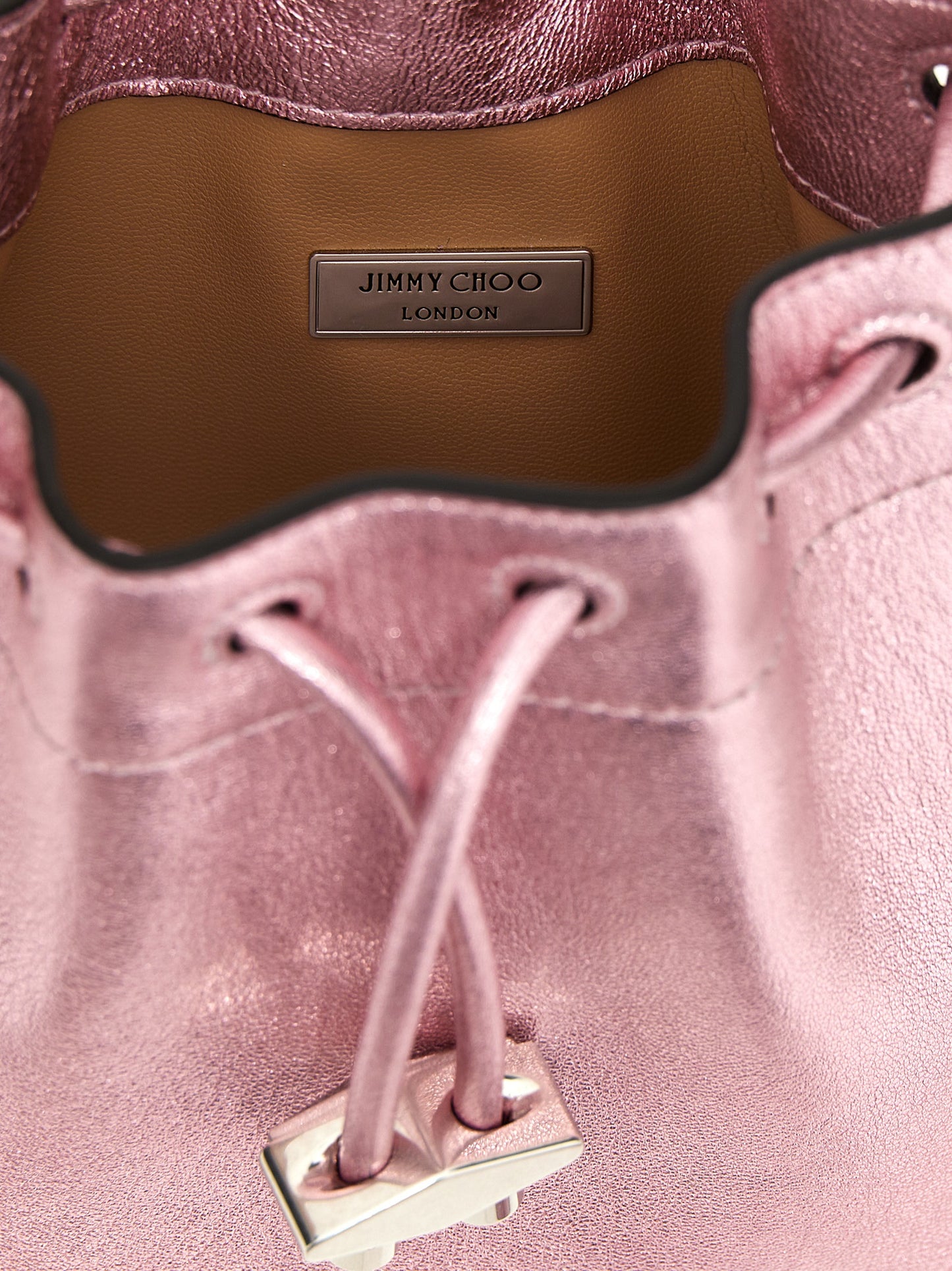 JIMMY CHOO 'BON BON' BUCKET BAG BONBONBCKTNSMNMNAROSEANTIQUESILVER