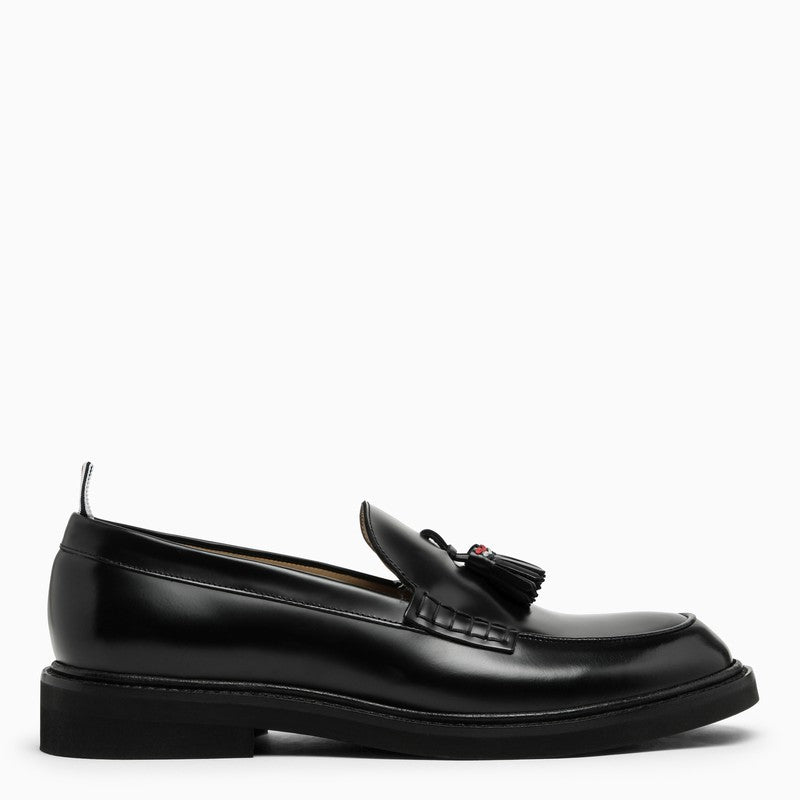 Thom Browne Black leather moccasin with tassels MFL111AL0043O_THOMB-001