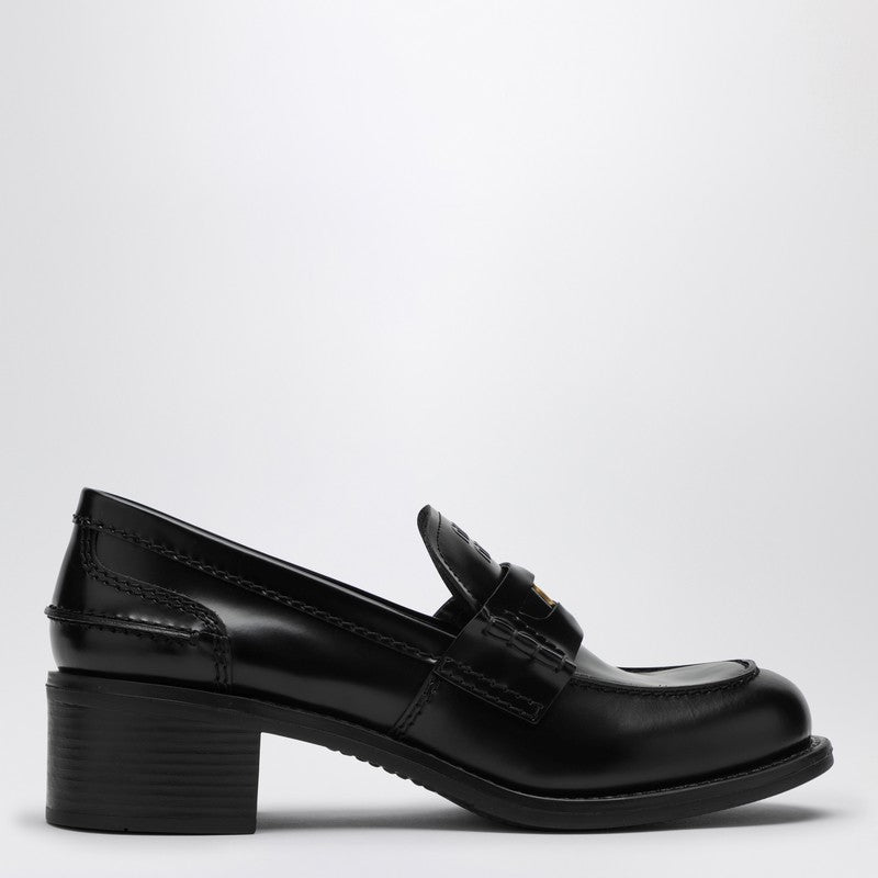 MIU MIU Black Penny loafer in brushed leather 5D276E050055P_MIU-F0002