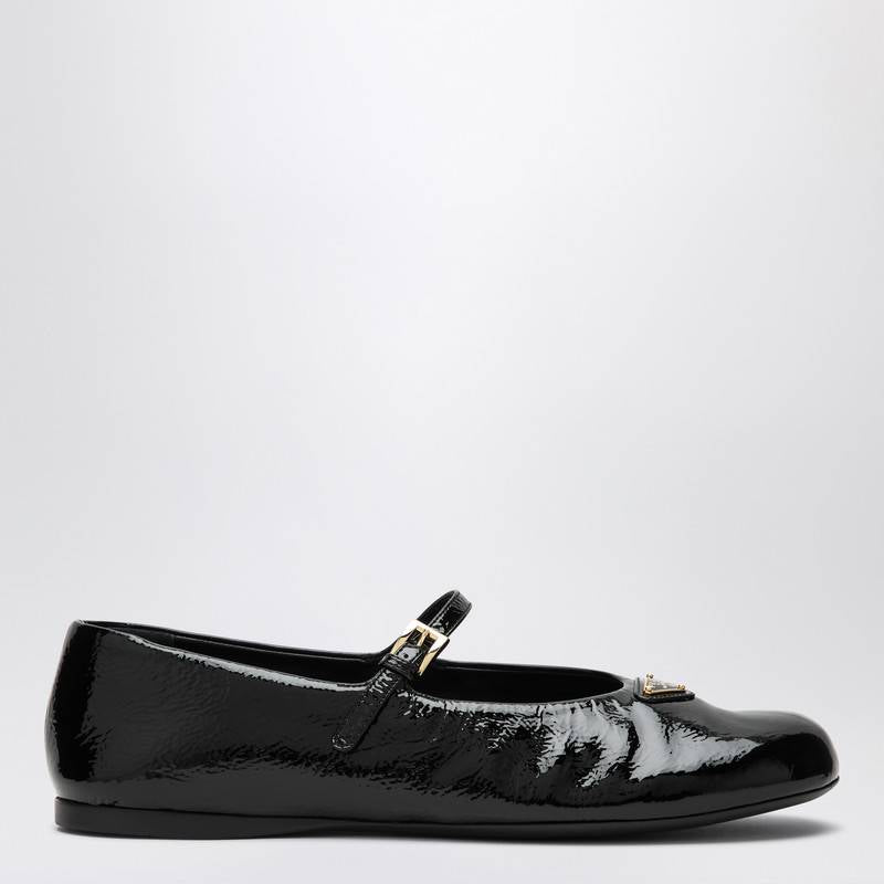 Prada Black patent leather ballerina with logo triangle 1F793N005H27Q_PRADA-F0002