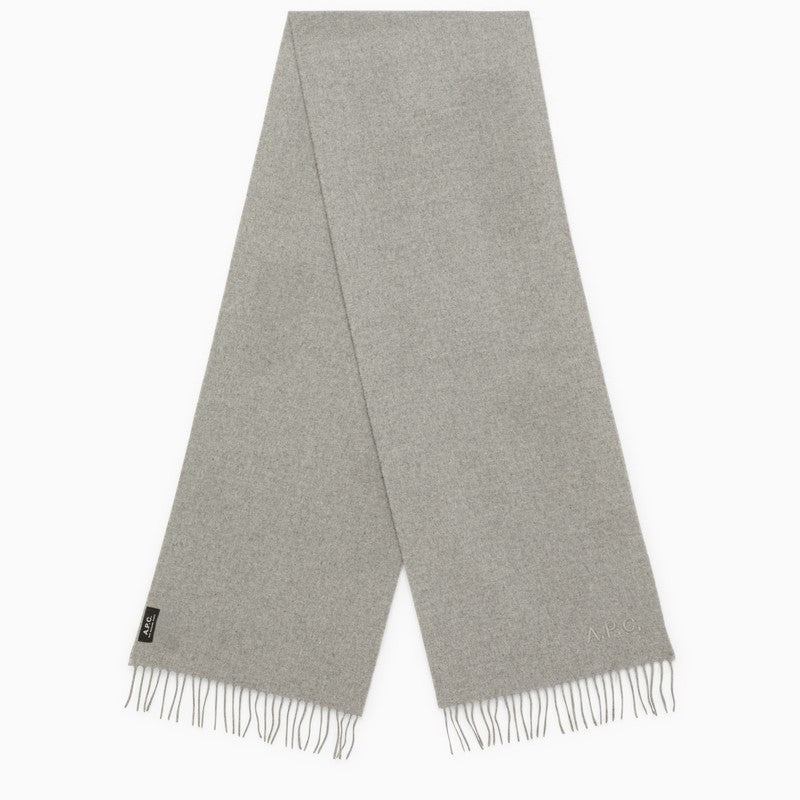 A.P.C. Ambroise Brodée grey virgin wool scarf WOAFE-M15171WOO_APC-PLA