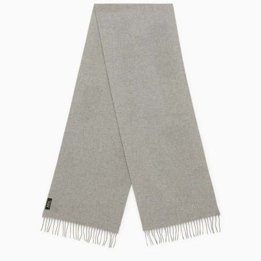 A.P.C. Ambroise Brodée grey virgin wool scarf WOAFE-M15171WOO_APC-PLA