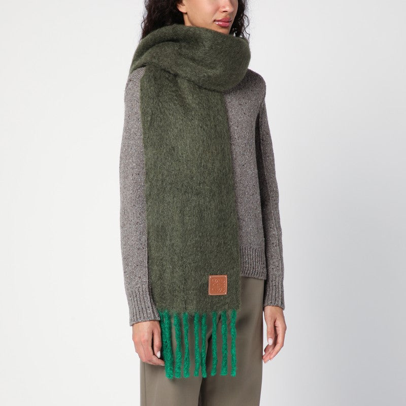 LOEWE Khaki green/green mohair and wool scarf F811257XA2DWOP_LOEW-4553