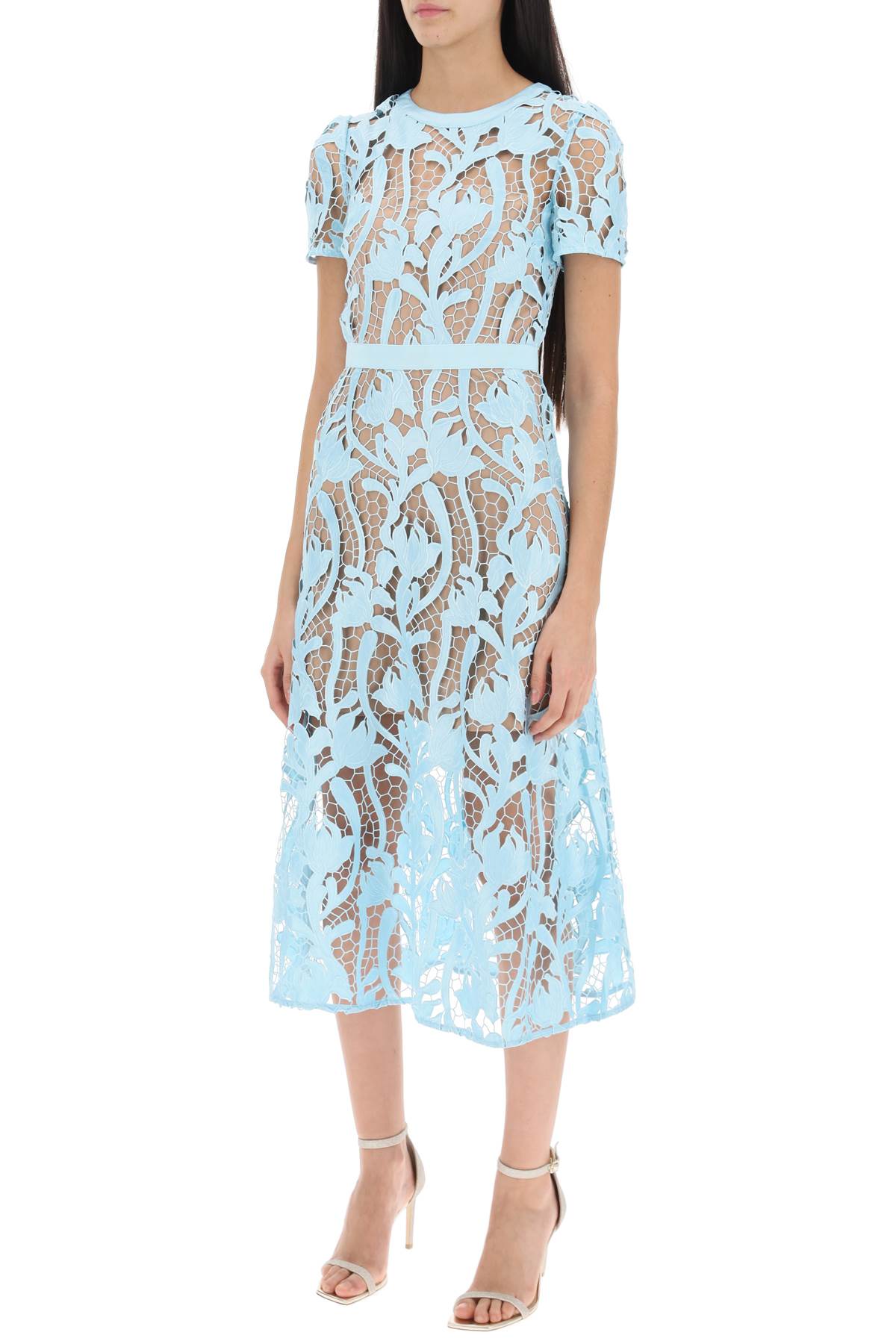 self-portrait floral lace midi dress RS24181MBLBLUE