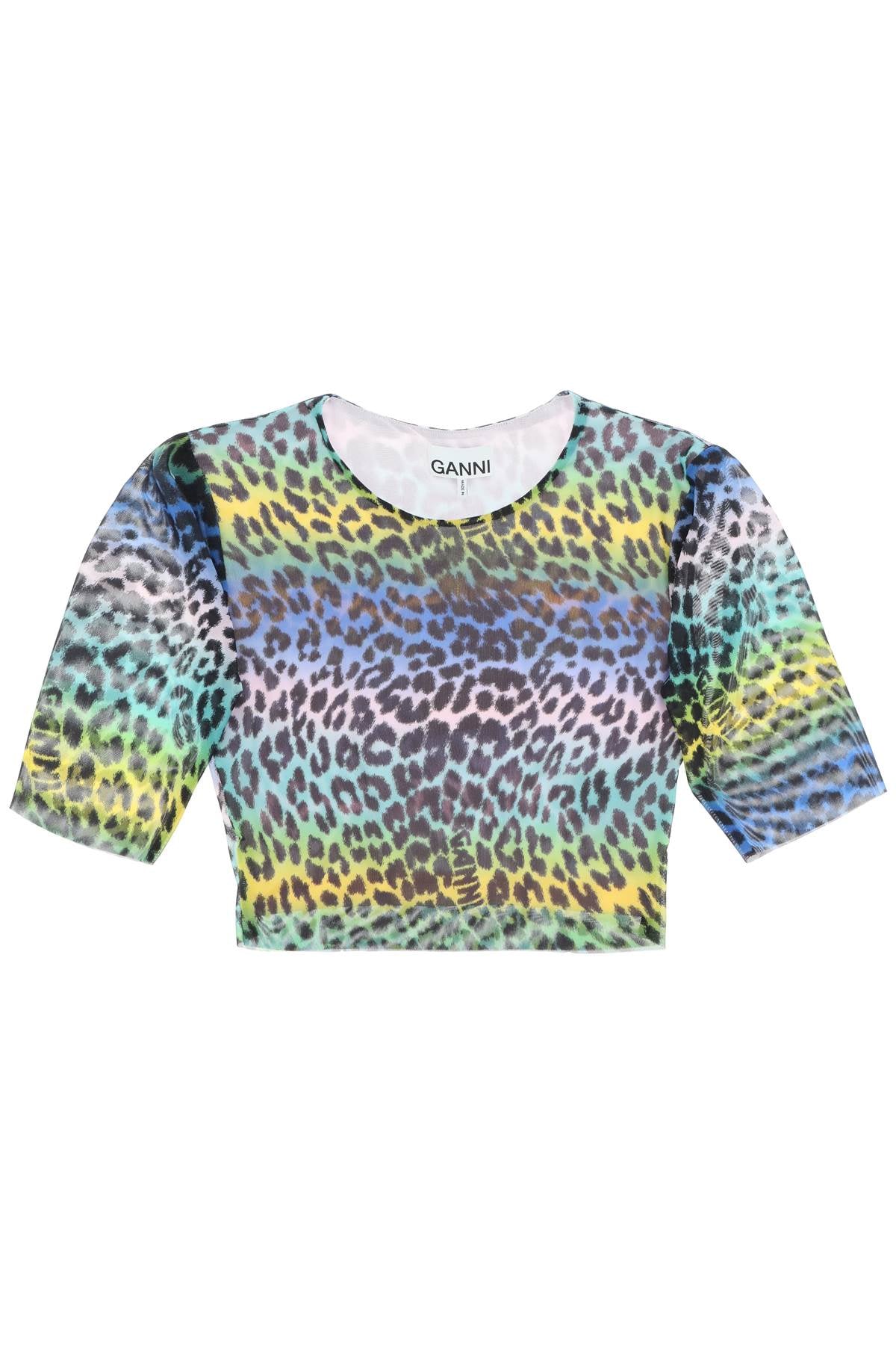 GANNI multicolor leopard print crop top T3416999