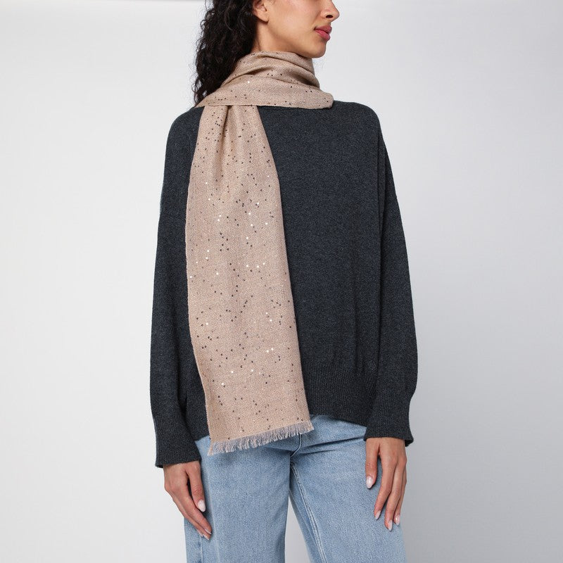 Brunello Cucinelli Dove-coloured scarf in cashmere and silk MSC915019WOP_CUCIN-C9609