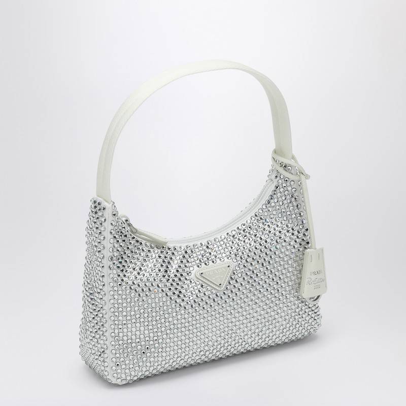 Prada White Re-Edition handbag with crystals 1BC515OOO2AWLQ_PRADA-F0009