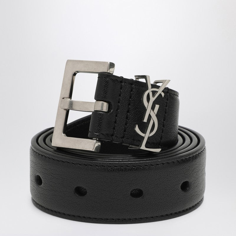 Saint Laurent Cassandre black leather belt 634440BRM0EP_YSL-1000