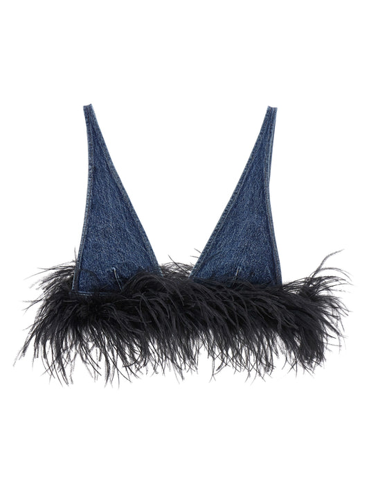 MIU MIU FEATHER DENIM TOP GWT055SOOO139HF0AI7