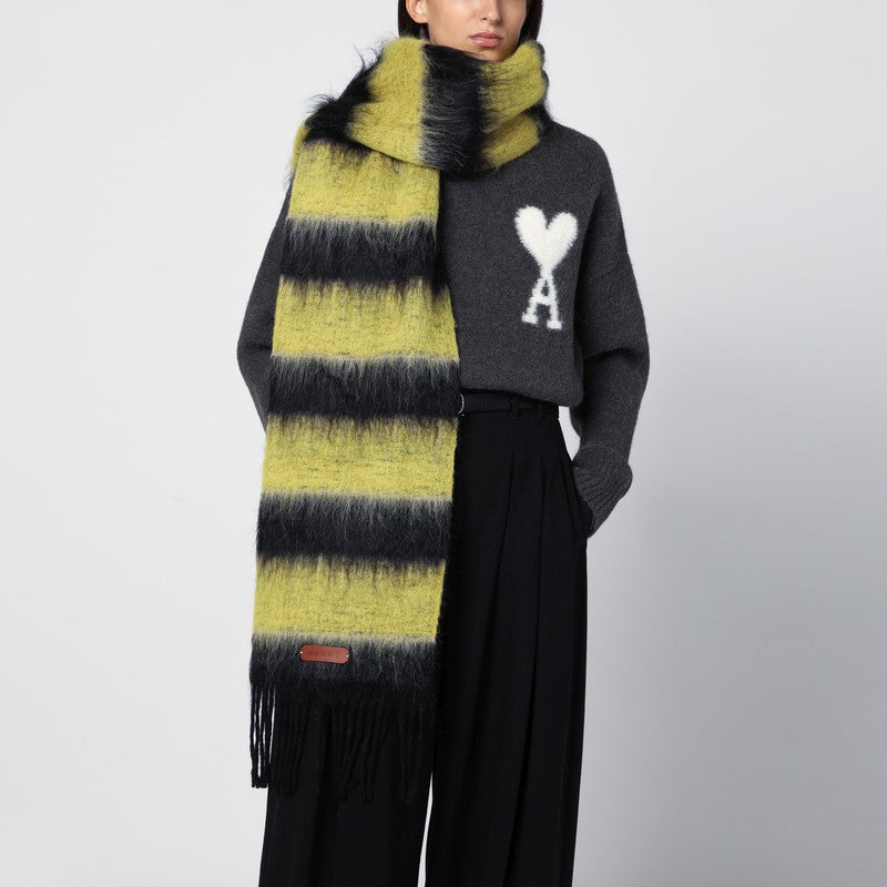 Marni Black/yellow striped wool-blend scarf SCMC0121Y0UAW038P_MARNI-STN99