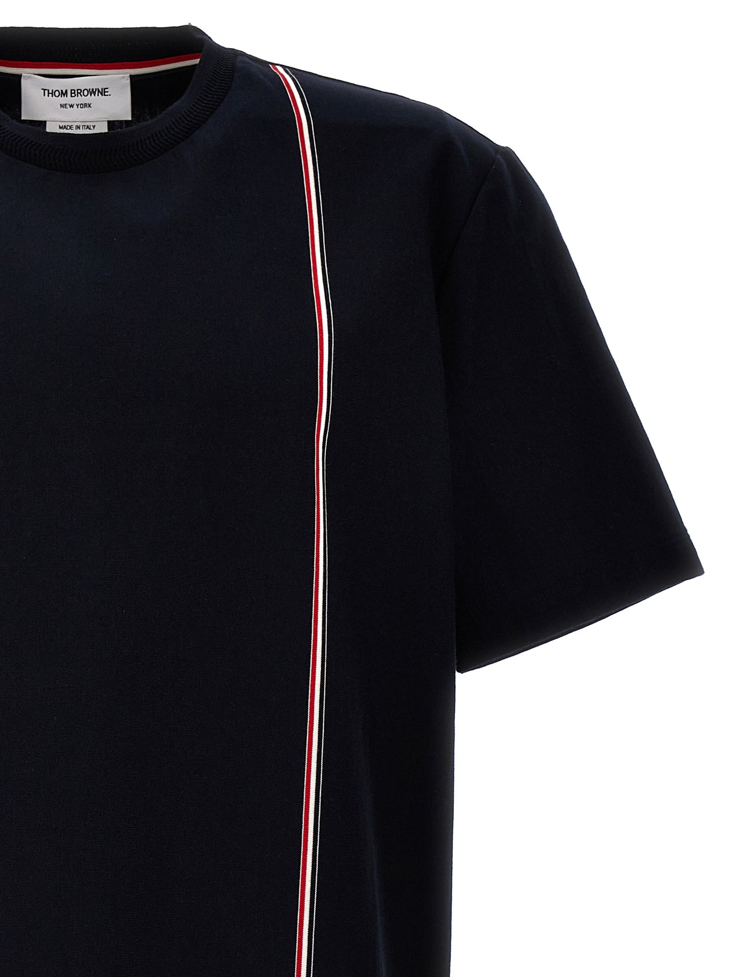 Thom Browne crewneck t-shirt with tricolor intarsia MJS252AJ0138415