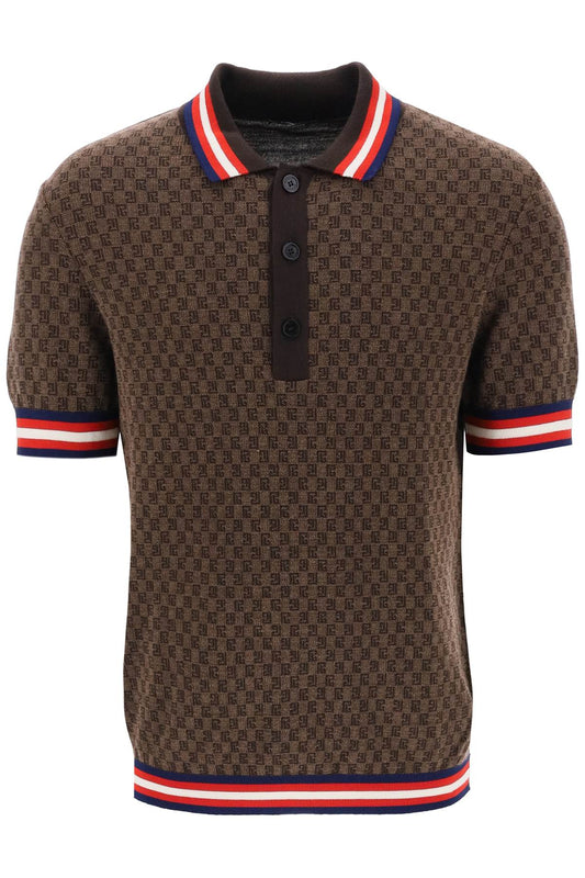 Balmain mini monogram jacquard polo shirt BH0GB020KF25WFP