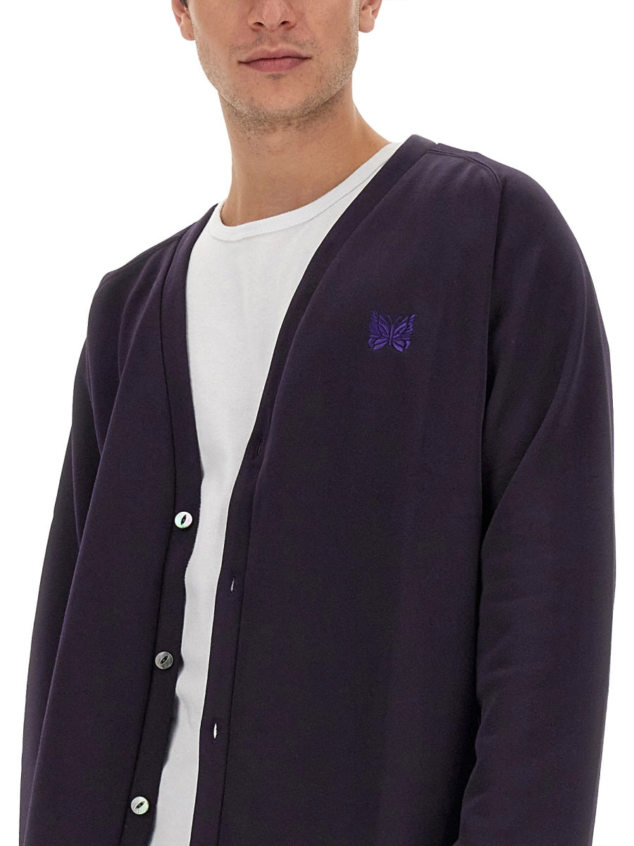 Needles CARDIGAN WITH LOGO MR304C-EGGPLANT